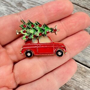 Vintage Jewelry Car with Christmas Tree Brooch Christmas Vacation Jewelry